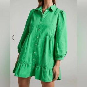 showpo green poplin shirt dress size 6